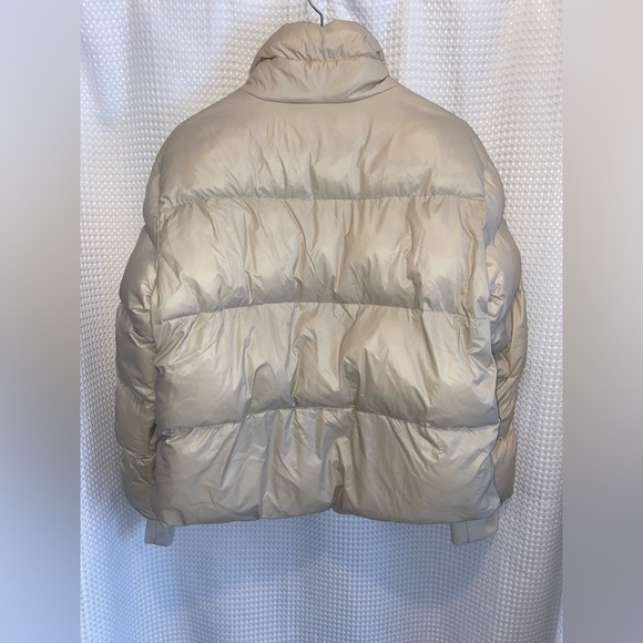 Women’s Dynamite NWT Beige Grey Quilted puffer Jacket‎ size Large - Picture 12 of 13